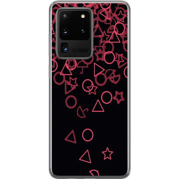 Samsung Galaxy S20 Ultra Genomskinligt Skal Squid Game Ikoner Serie Design Populärt TV Spel Ikoner Grafiskt Motiv Asiatisk Trend Dramaserie