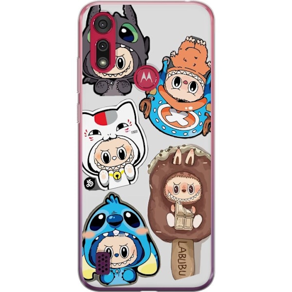 Motorola Moto E6s (2020) Gjennomsiktig deksel Labubu figure samling - Pop Mart Labubu The Monsters i fargerik design