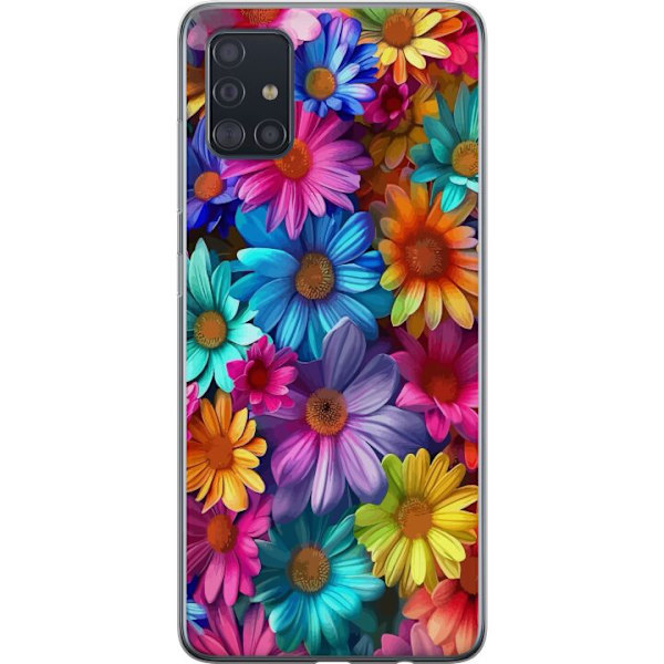 Samsung Galaxy A51 Genomskinligt Skal Gerbera Blommor Färgglad Dekor Blommotiv Populärt Heminredning Färg Rik Väggkonst Design