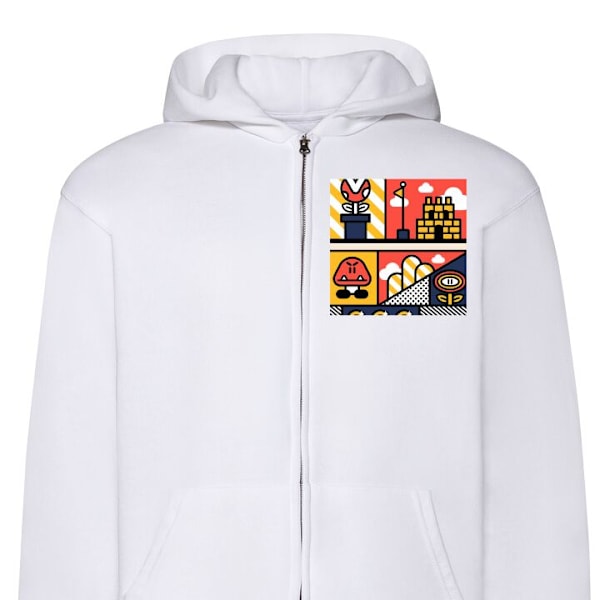 Zip-Hoodie | Huvtröja med Dragkedja för Vuxna Super Mario vit XXL