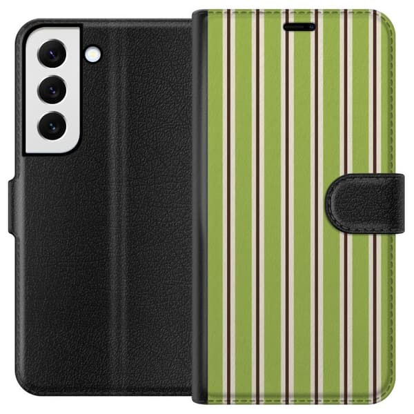 Kompatibelt Plånboksfodral till Samsung Galaxy S22 5G Matcha Stripe grön