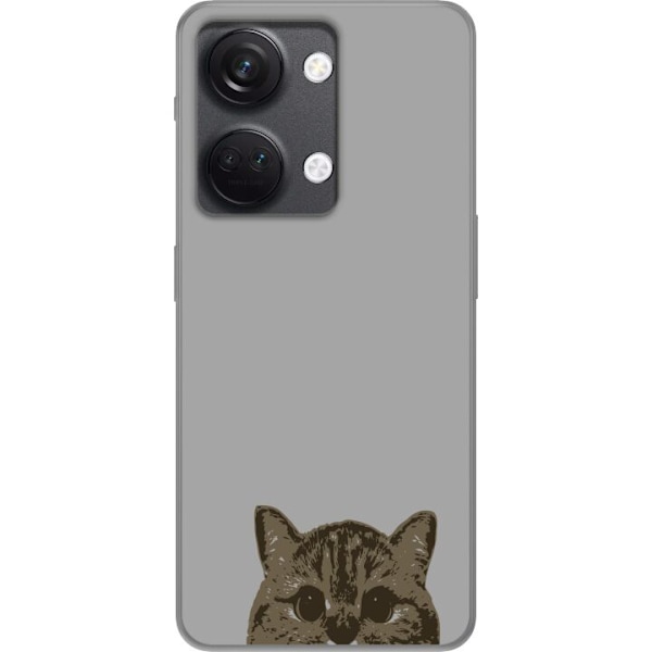OnePlus Nord 3 Gjennomsiktig deksel Grå Kattblikk - stilren katte design med grå bakgrunn