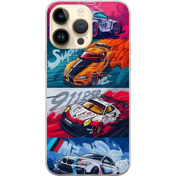 Apple iPhone 14 Pro Max Läpinäkyvä kuori Nopeat Autot - Pii