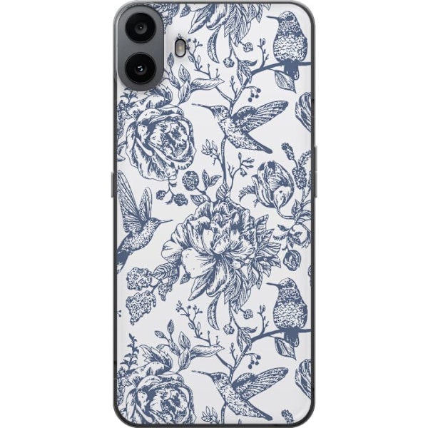 Nothing CMF Phone 1 Läpinäkyvä kuori Kukat & Linnut - Romanttinen Vintage-tyylinen Kuviointi