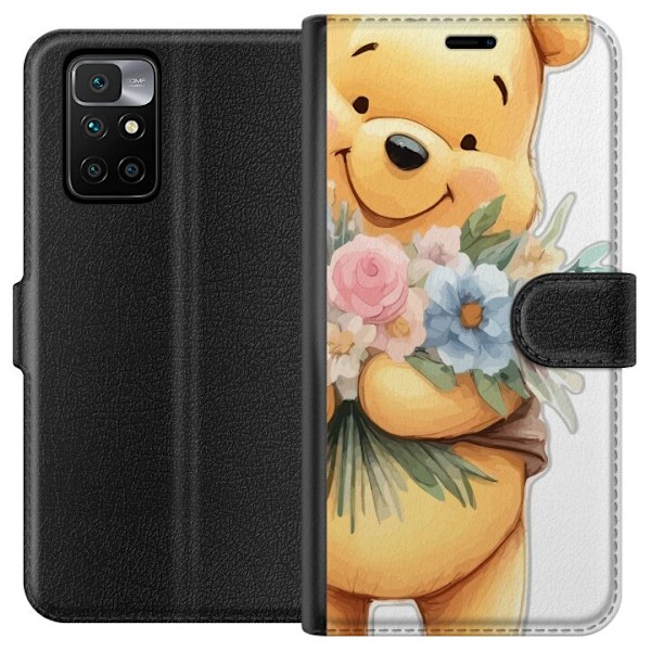 Xiaomi Redmi 10 Tegnebogsetui Nalle Puh med blomster - klassis