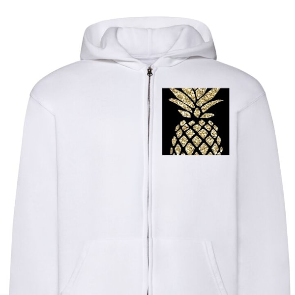 Zip-Hoodie | Hættetrøje med Lynlås til Voksne Ananas hvid L