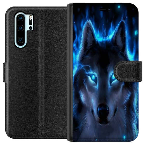 Kompatibelt Lommeboketui til Huawei P30 Pro Blå ulv