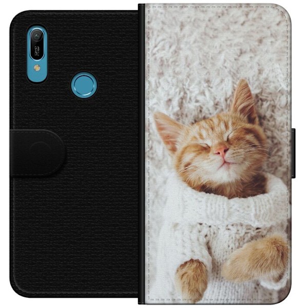 Huawei Y6 (2019) Lompakkokotelo Kitten Neule