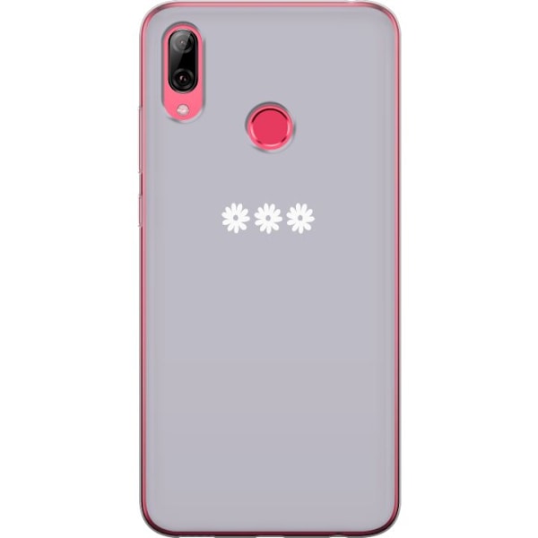 Huawei Y7 (2019) Genomskinligt Skal Lila Blomminimalism – stilrent blommotiv på lila bakgrund