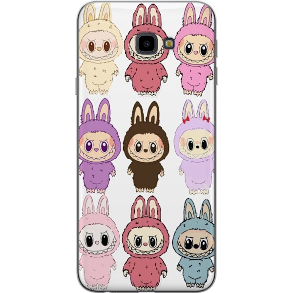 Samsung Galaxy J4+ Genomskinligt Skal Labubu Pink Monster – Popkonst med Kawaii-touch