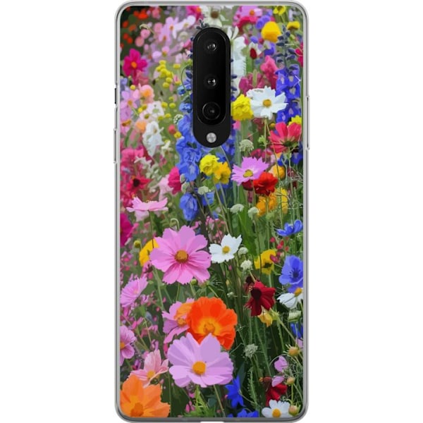 OnePlus 8 Läpinäkyvä kuori Kukkakuvioinen mobiilikuori kesäisellä niityllä ja luontomaisemalla