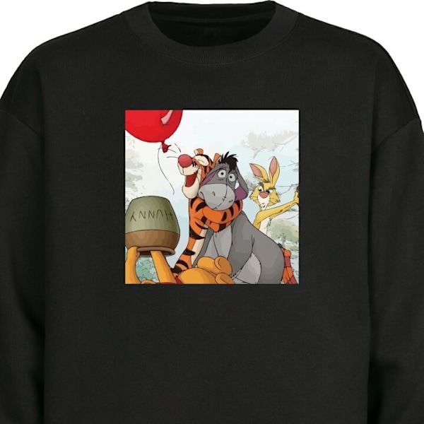 Sweatshirt til Voksne | Klassisk Collegebluse Nalle Puh og Æs sort XL