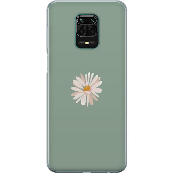 Xiaomi Redmi Note 9 Pro Genomskinligt Skal Grön Minimalblomma – stilren blomma på grön bakgrund