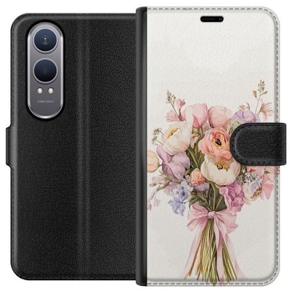 OnePlus Nord CE4 Lite Lommeboketui Mobildeksel med fargerikt blomsterbukett i romantisk stil
