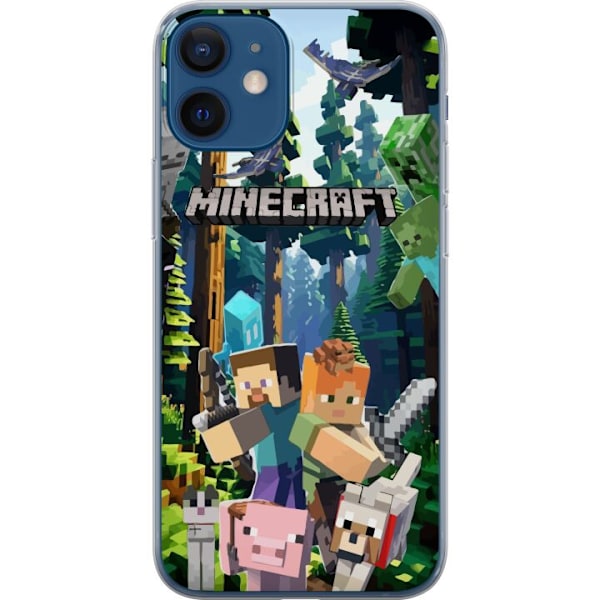 Apple iPhone 12  Läpinäkyvä kuori Minecraft-matkapuhelinkotelo metsällä ja pikselityylisillä hahmoilla