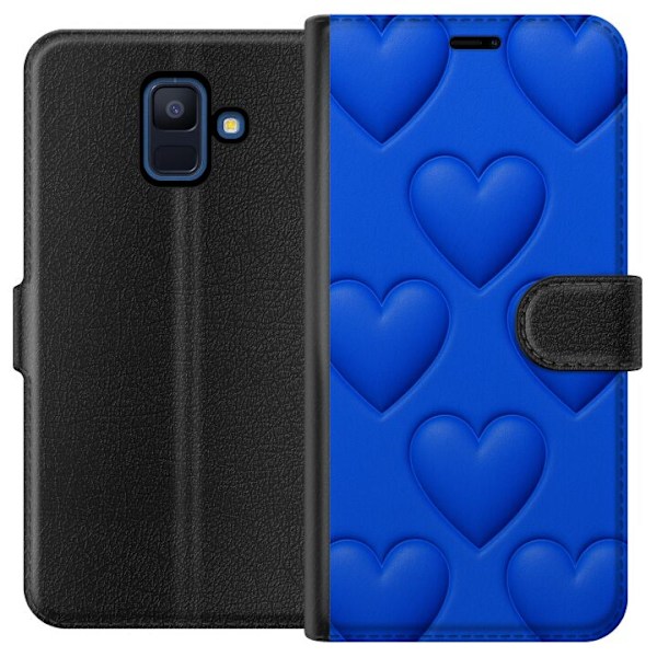 Samsung Galaxy A6 (2018) Lompakkokotelo Siniset Sydämet
