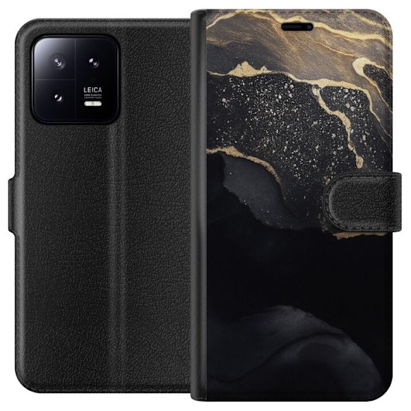 Xiaomi 13 Tegnebogsetui Sort guld abstrakt