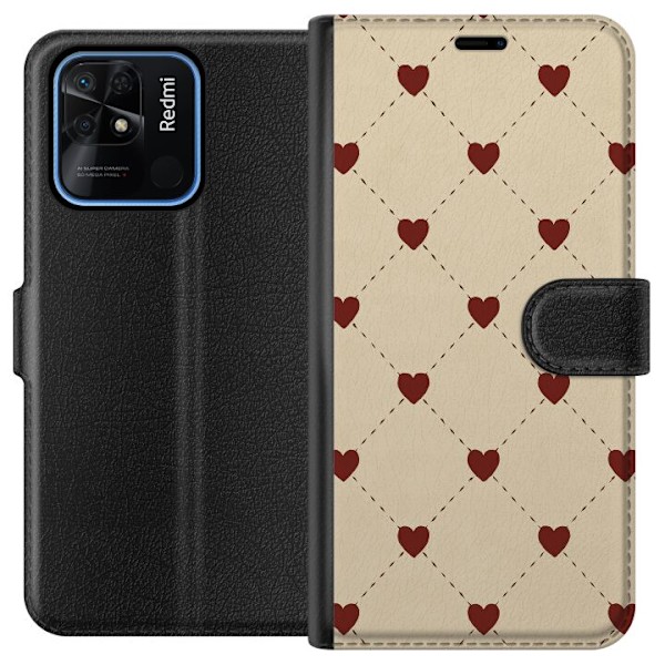 Xiaomi Redmi 10C Plånboksfodral Heart Grid