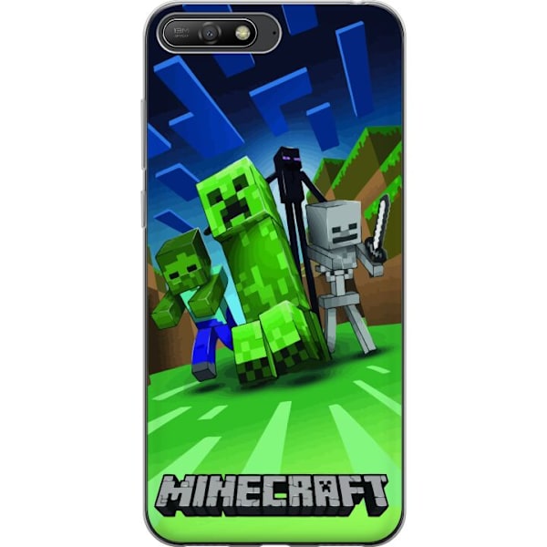 Huawei Y6 (2018) Läpinäkyvä kuori Minecraft Creeper mobilskal i klassisk grön pixelstil