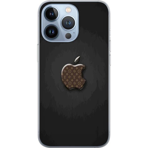 Kompatibelt Mobildeksel til Apple iPhone 13 Pro Mørkt minimalistisk design med eplesymbol og luksuriøst monogrammønster