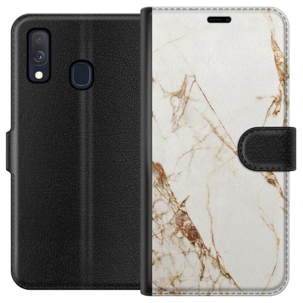 Kompatibel Tegnebogsetui til Samsung Galaxy A40 Hvid marmor