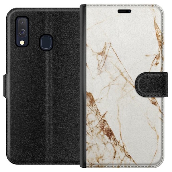 Samsung Galaxy A40 Tegnebogsetui Hvid marmor