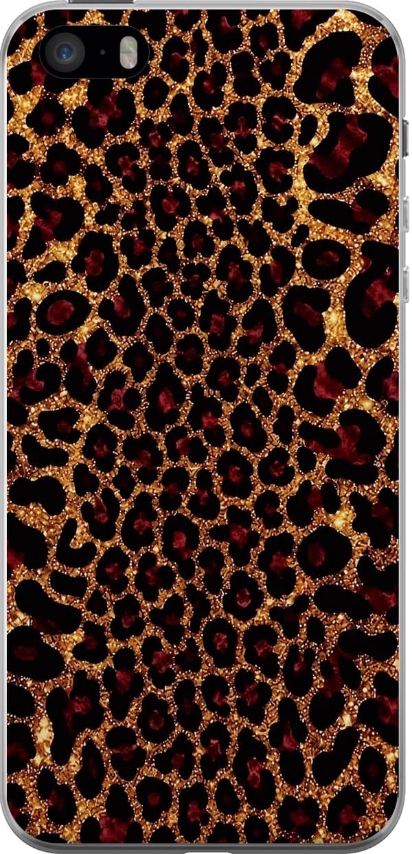 Kompatibelt Mobilskal till Apple iPhone 5s Guldfärgad glitterleopard guld