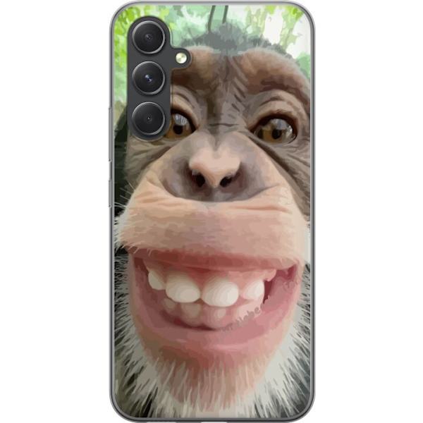 Samsung Galaxy S24 Genomskinligt Skal Chimp Selfie Rolig Grafisk Design Apa Djurmotiv Trend Roligt Motiv Populärt Urban Art Stil