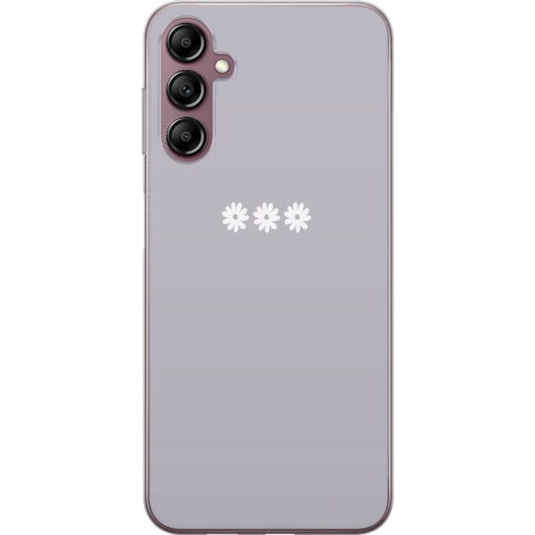 Samsung Galaxy A14 5G Genomskinligt Skal Lila Blomminimalism – stilrent blommotiv på lila bakgrund