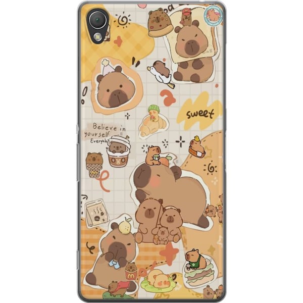 Sony Xperia Z3 Läpinäkyvä kuori Kawaii capybara mobilskal med gulliga djurmotiv
