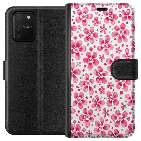 Kompatibel Tegnebogsetui til Samsung Galaxy S10 Lite Azurblå flora
