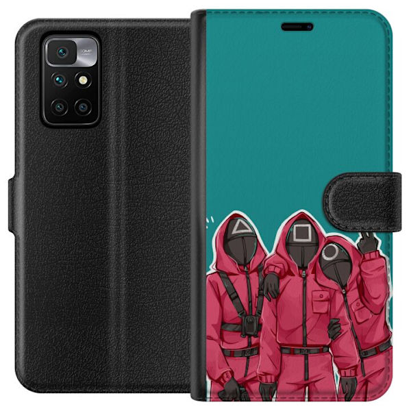 Xiaomi Redmi 10 Plånboksfodral Squid Game Karaktärer Grafisk Design Seriefigurer Populär TV Motiv Asiatisk Stil Spännande Trend