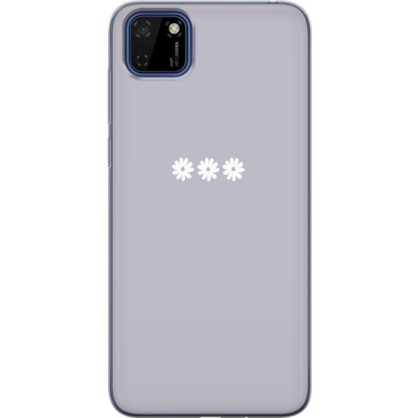 Huawei Y5p Genomskinligt Skal Lila Blomminimalism – stilrent blommotiv på lila bakgrund