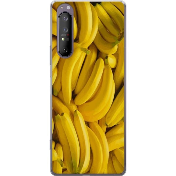 Sony Xperia 1 II Genomskinligt Skal Banana Pattern – lekfullt mönster med gula bananer