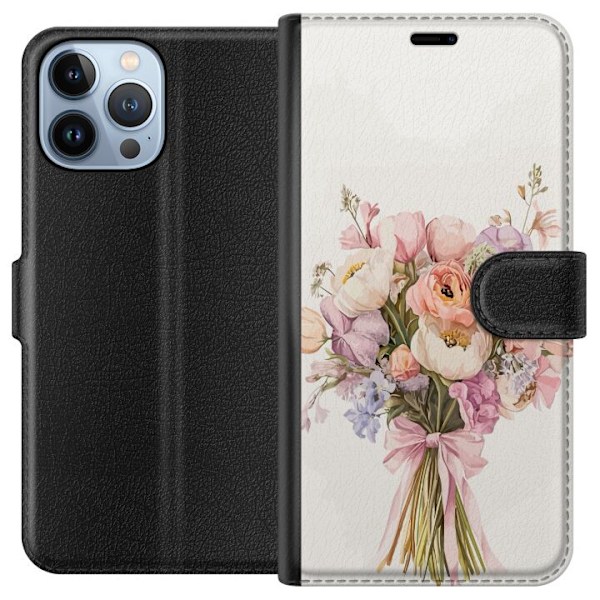 Apple iPhone 13 Pro Max Plånboksfodral Mobilskal med färgglad blombukett i romantisk stil