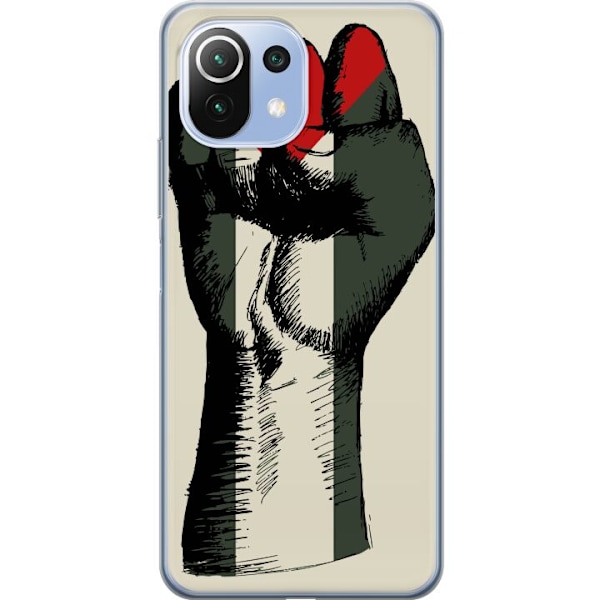 Xiaomi Mi 11 Lite Genomskinligt Skal Hand knuten i Palestinas färger – kraftfull symbol för frihetsrörelsen