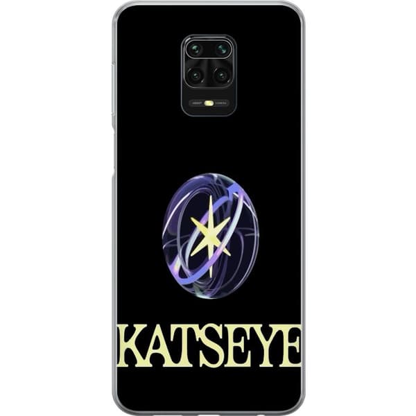Kompatibel Mobilcover til Xiaomi Redmi Note 9S KATSEYE-logo med gul stjerne, lilla omløbsringe og lys typografi mod sort baggrund sort