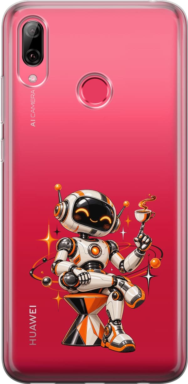 Kompatibelt Mobildeksel til Huawei Y7 (2019) Robotbarista sølv