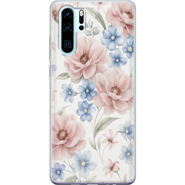 Huawei P30 Pro Genomskinligt Skal Romantiska blommor