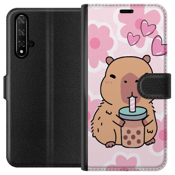 Honor 20 Plånboksfodral Kawaii Capybara Hjärtan Anime Stil S