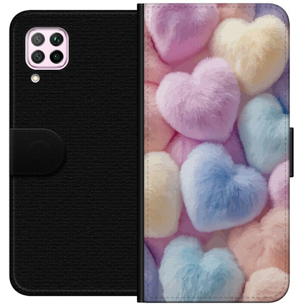 Huawei P40 lite Plånboksfodral Hjärtan Kärlek Grafisk Design Romantiskt Motiv Populärt Symbol Grafiskt Mönster Dekoration