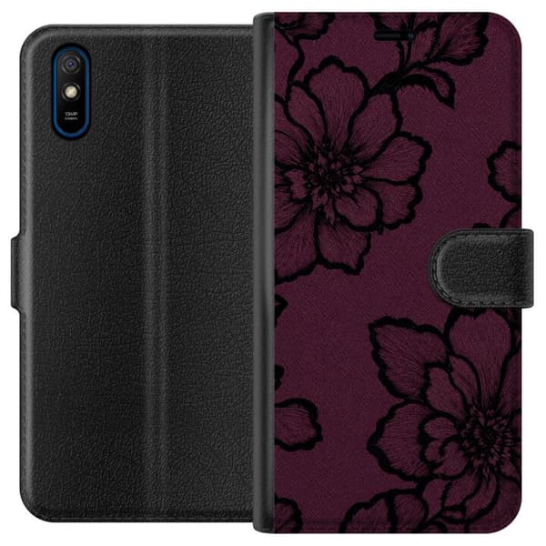 Kompatibel Tegnebogsetui til Xiaomi Redmi 9A Brombærblomst lilla