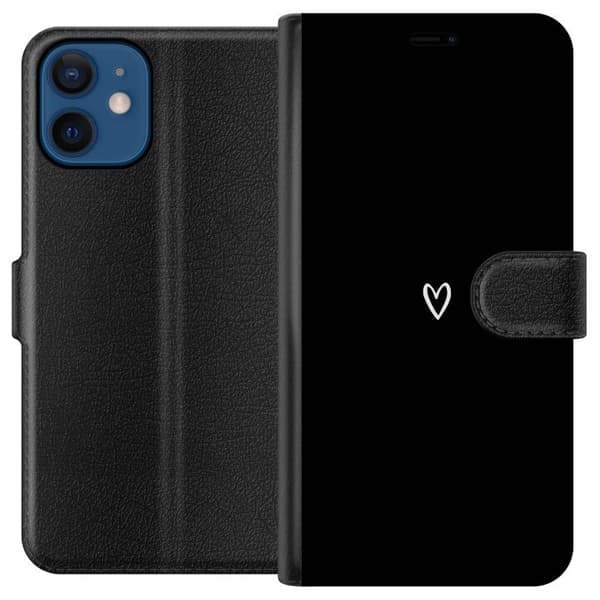 Yhteensopiva Lompakkokotelo Apple iPhone 12 Musta Sydän