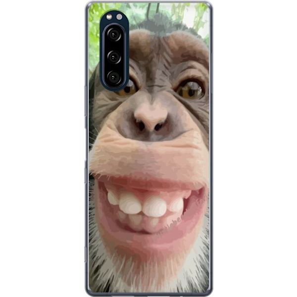 Sony Xperia 5 Läpinäkyvä kuori Simpanssi Selfie Rauhallinen Graafinen Suunnittelu Apinan Aihe Suosittu Urban Art Tyyli