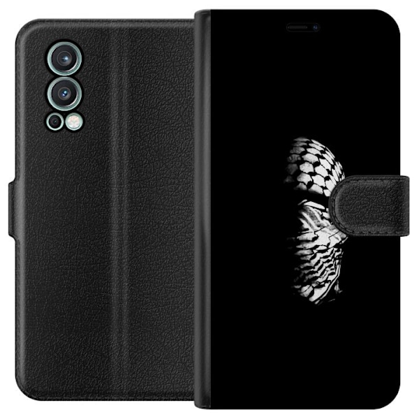OnePlus Nord 2 5G Tegnebogsetui Keffiyeh-mønster - klassisk sort-hvid palæstinensisk tørklæde med kulturel betydning