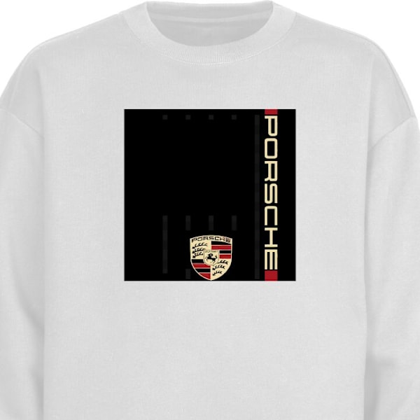 Sweatshirt til Voksne | Klassisk Collegebluse Porsche hvid L