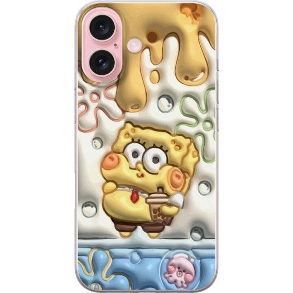 Apple iPhone 16 Gjennomsiktig deksel SpongeBob firkant