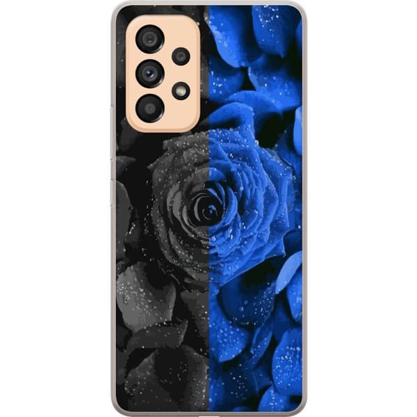 Kompatibel Mobilcover til Samsung Galaxy A53 5G Sort og blå rose