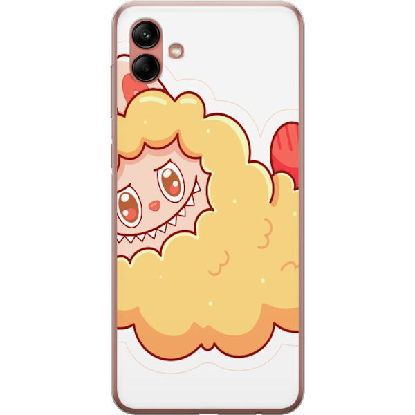 Samsung Galaxy A04 Gennemsigtig cover Labubu Vaskebjørn Pop Mart Figur Samlerobjekt Sød Design Populært Motiv Kunstlegetøj Kreativ Figurserie