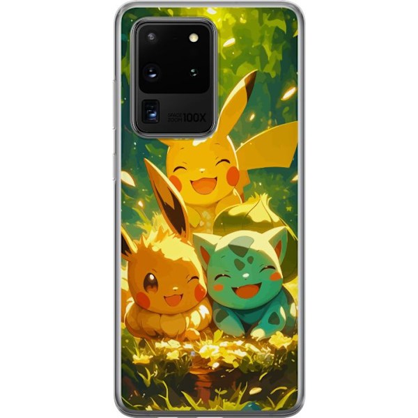 Samsung Galaxy S20 Ultra Genomskinligt Skal Pixelmonster spelstil – färgstark design för retroälskande gamers